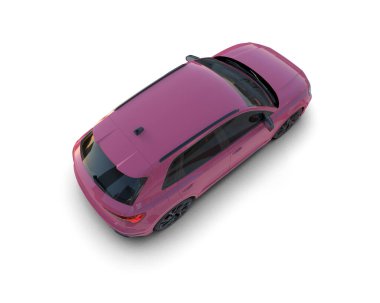 Beyaz arka planda kırmızı modern araba. 3d illüstrasyon