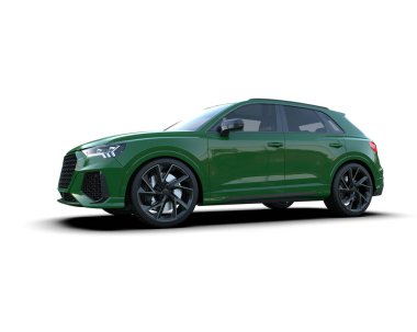 Daha az yeşil bir konsept arabanın üç boyutlu çizimi. beyaz üzerine izole