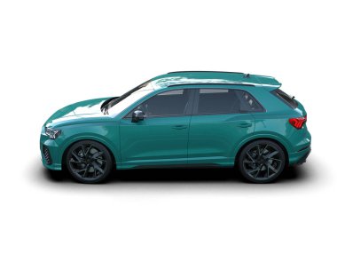 Mavi arazi aracı beyaz arka planda izole edilmiş. 3d oluşturma