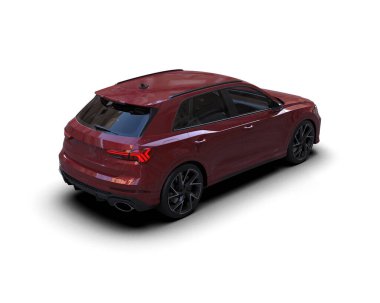 Beyaz arka planda izole edilmiş lüks bir spor araba. 3d oluşturma