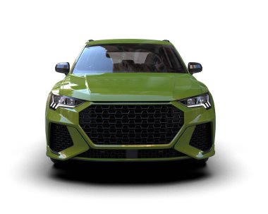 modern kentsel yeşil sedan - araba - beyaz arka planda yakın plan görüntüsü