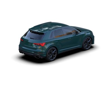 Modern araba arka planda izole edilmiş. 3D görüntüleme - illüstrasyon