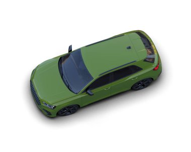 yeşil araba beyaz arkaplanda izole edildi.