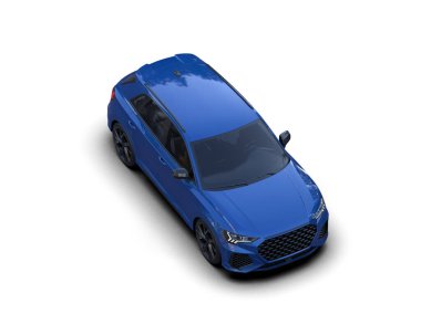 beyaz arka planda modern mavi araba