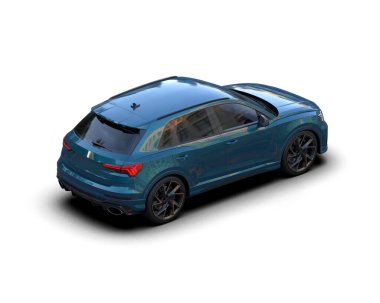 Modern lüks araba beyaz arka planda izole edilmiş ve kırpma yolu var. 3d illüstrasyon.