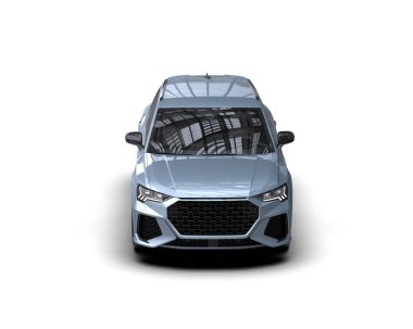 Beyaz arka planda modern bir araba. 3d oluşturma.