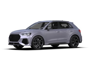 Beyaz arka planda bir araba. Yüksek çözünürlüklü. 3d oluşturma