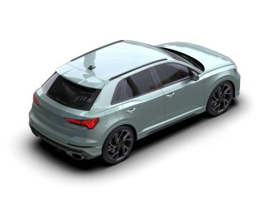 Beyaz bir araba. 3d illüstrasyon