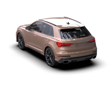 Beyaz stüdyo arka planında 3 boyutlu markasız SUV marka bir araba.