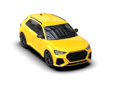 Modern araba arka planda izole edilmiş. 3D görüntüleme - illüstrasyon