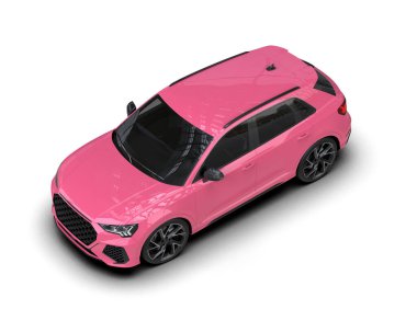 pembe modern araba. 3d oluşturma