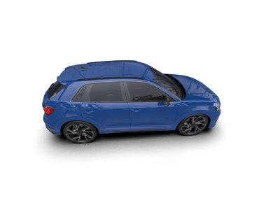 Mavi spor sedan. 3d illüstrasyon