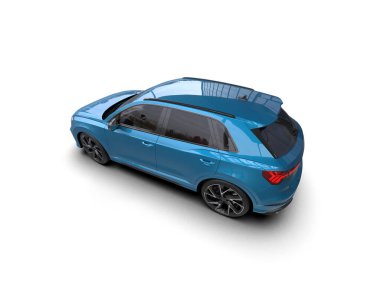 Beyaz arka planda modern şehir arabası. Tasarım - Gölgesi ve gölgesi olan 3 boyutlu illüstrasyon.