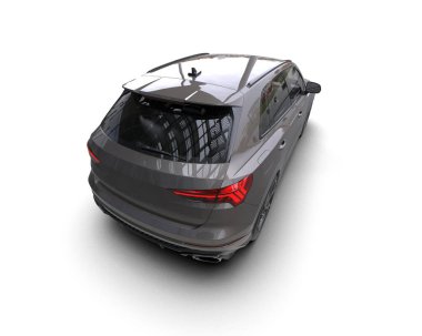 Beyaz arka planda bir araba. 3d oluşturma