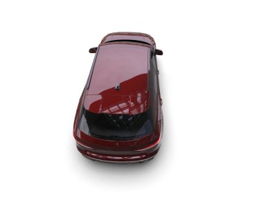 Beyaz arka plan üzerinde izole kırmızı modern otomobil