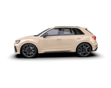 Beyaz arka planda izole edilmiş beyaz modern araba - 3 boyutlu illüstrasyon