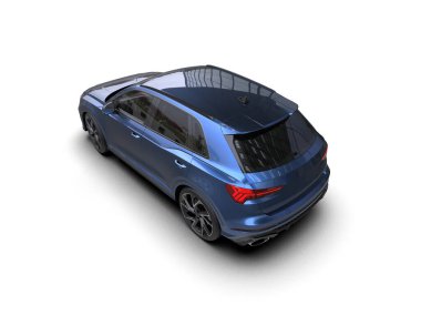 Siyah arka planda mavi bir cip. 3d oluşturma