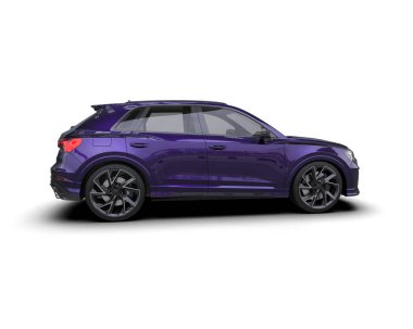 Lüks mor SUV - araba - arka manzara. Beyaz üzerine izole edilmiş. 3d oluşturma