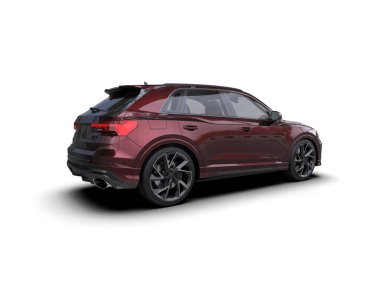 Beyaz arka planda modern bir araba. 3d oluşturma