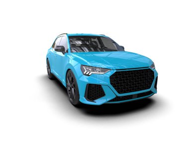 modern mavi araba izole edildi