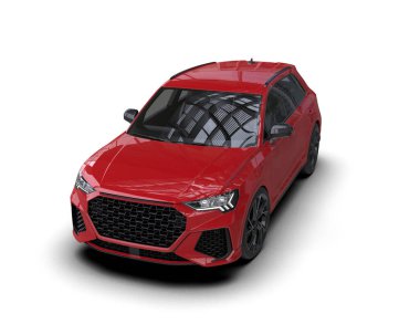 Kırmızı spor araba. 3d oluşturma