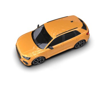 sarı modern araba beyaz arka planda izole