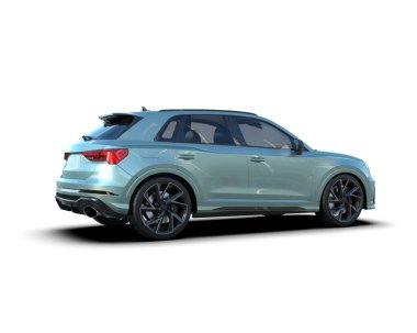 modern mavi SUv beyaz arkaplanda izole edildi