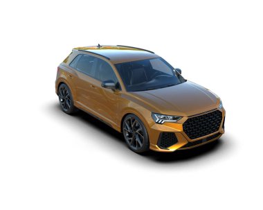 Gri arka planda modern kompakt araba. 3d oluşturma