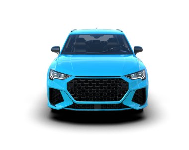 mavi araba modern kentsel 3D görüntüleme