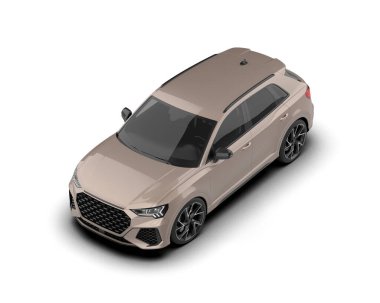 Gri arka planda modern lüks bir araba. 3D görüntüleme - illüstrasyon