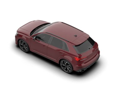 Modern araba beyazda izole edilmiş. 3D görüntüleme - illüstrasyon