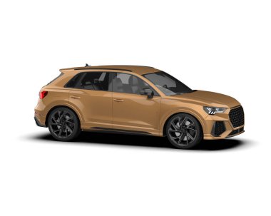 Modern araba arka planda izole edilmiş. 3D görüntüleme - illüstrasyon