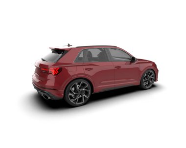 Beyaz arka planda modern bir araba. 3d oluşturma