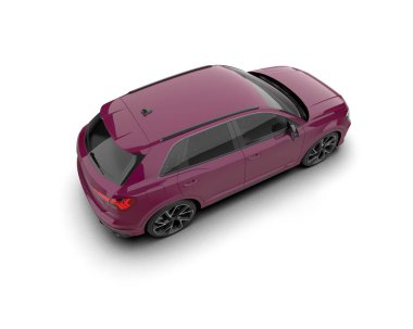 Kırmızı SUV arabası beyaz arka planda izole edilmiş. 3D görüntüleme - 3D