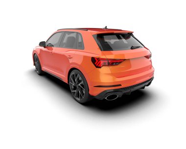 Beyaz arkaplanda izole edilmiş bir arabanın 3 boyutlu görüntüsü