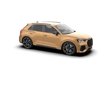 Beyaz arka planda modern bir araba. 3d oluşturma