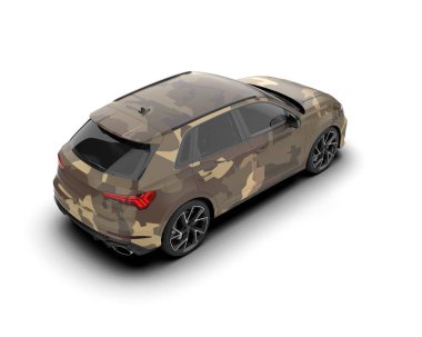 Siyah SUV arabası beyaz arkaplanda 3D render