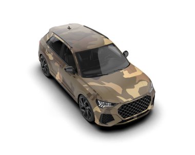 Modern araba arka planda izole edilmiş. 3D görüntüleme - illüstrasyon