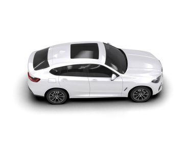 Araba beyaz renkte. 3d oluşturma