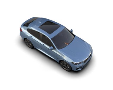 Modern araba arka planda izole edilmiş. 3D görüntüleme - illüstrasyon