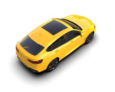 Beyaz arka planda sarı modern araba