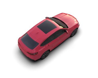 kırmızı modern SUV arabası - 3 boyutlu illüstrasyon
