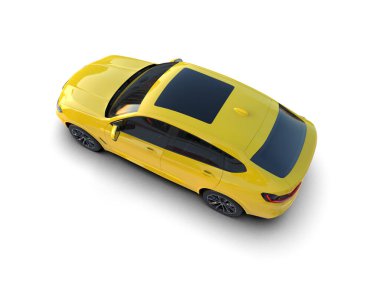Sarı spor araba beyaz arka planda izole edilmiş. 3d illüstrasyon.
