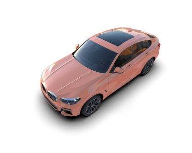 Stüdyoda modern bir araba. 3D görüntüleme. İzole. a