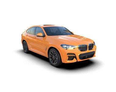 Modern lüks SUV arabası beyaz arka planda izole edilmiş. 3 boyutlu.