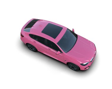 pembe modern araba. 3d illüstrasyon