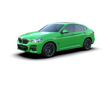 Yeşil spor araba. 3d oluşturma