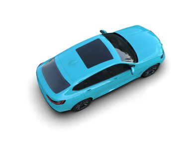 modern mavi araba - 3D görüntüleme