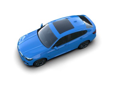 Beyaz üzerine mavi spor araba