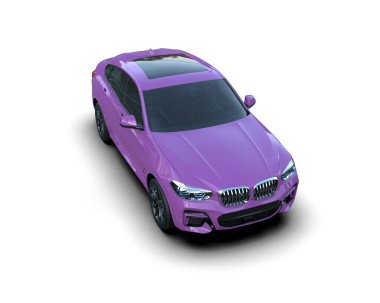 beyaz arka planda izole edilmiş mor spor araba